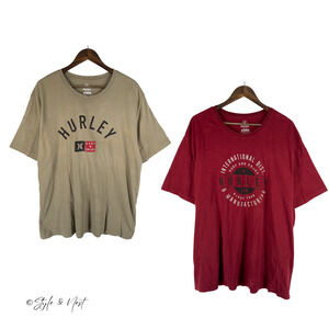 2 Set Hurley Men's Graphic Shirt Surfing Waves Beach Boho Vibes Size 2XL